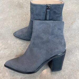 Elegant Gray Suede Heeled Boots